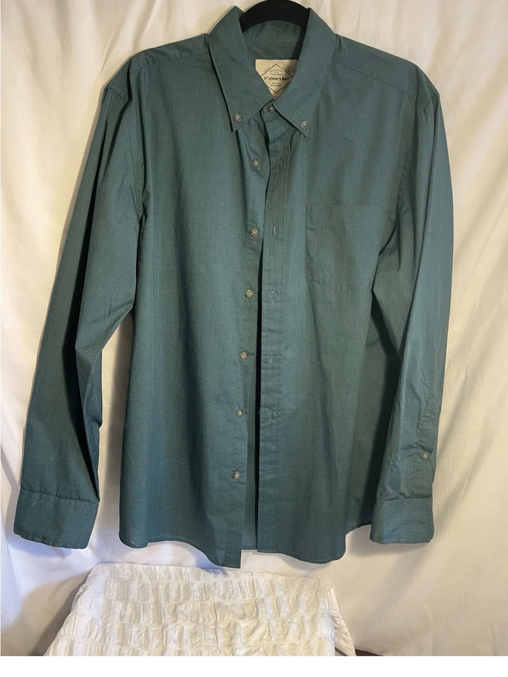NWT medium St. John's Bay Teal-Green Long Sleeve Button-Down Shirt
